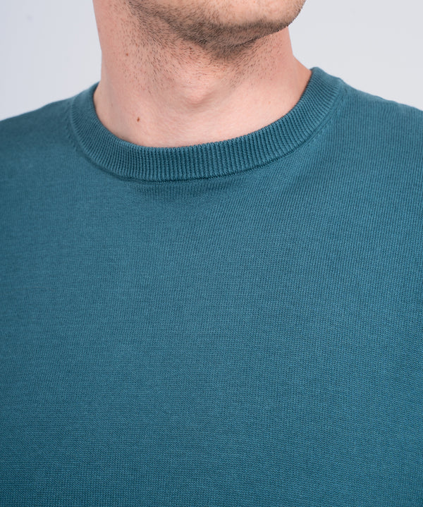 2t Austin Tall Cotton Crew Neck Jumper (light teal)