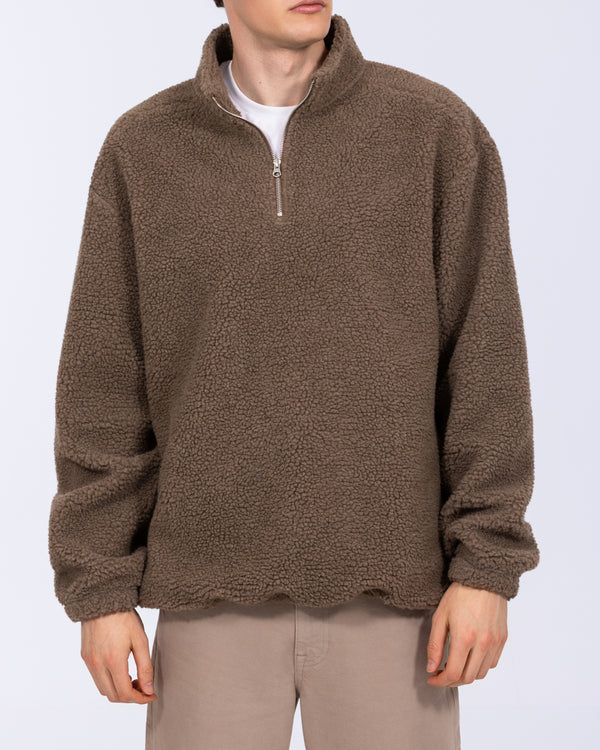 2t Roslin Tall-fleece met kwart rits (middelbruin)