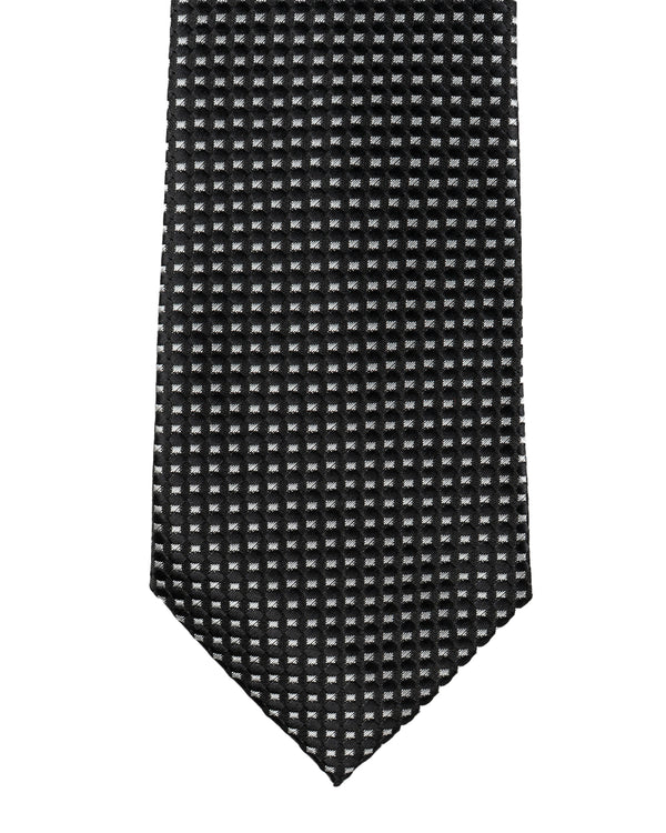 Knightsbridge Extra Long Geometric Tie (black/white)