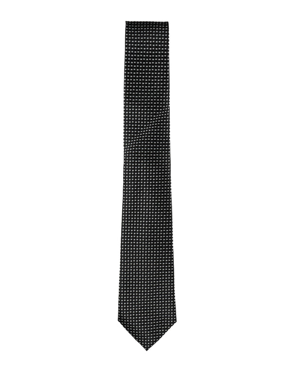 Knightsbridge Extra Long Geometric Tie (black/white)