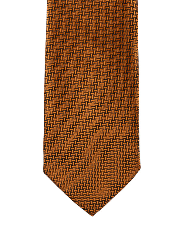 Knightsbridge Extra Long Geometric Tie (orange)