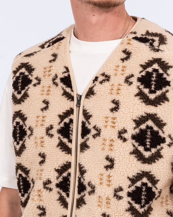 2t Rubislaw Tall Fleece Gilet (cream pattern)