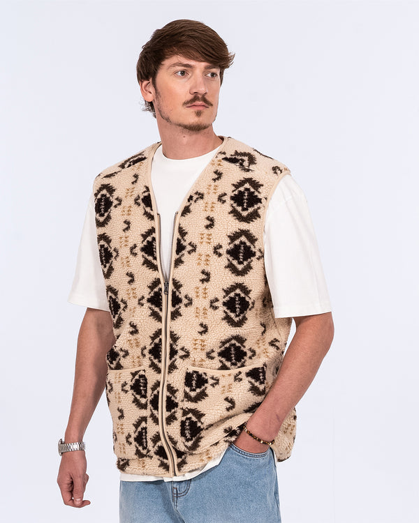 2t Rubislaw Tall Fleece Gilet (cream pattern)