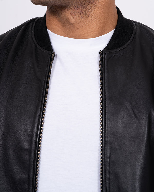 Harry Brown Tall Leather Bomber Jacket (black)