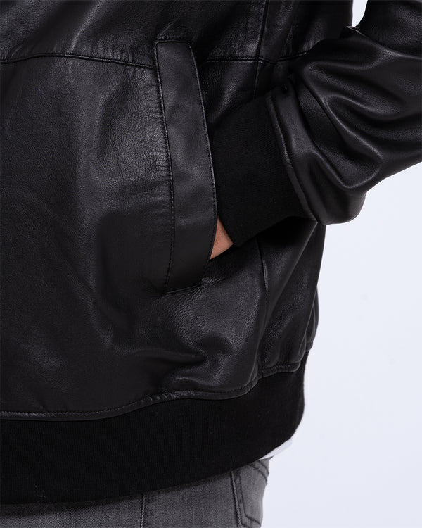 Harry Brown Tall Leather Bomber Jacket (black)