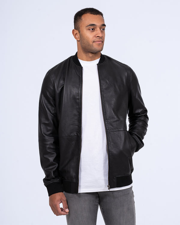 Harry Brown Tall Leather Bomber Jacket (black)