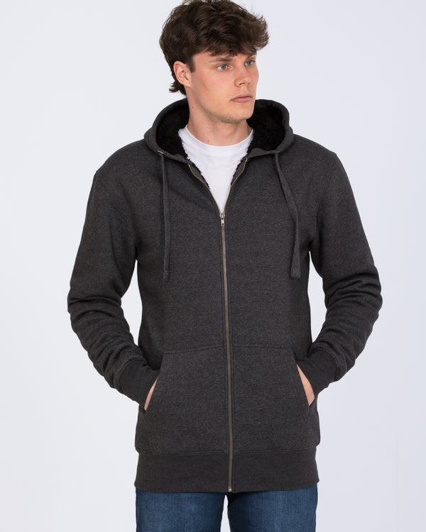 2t Arthur Tall Sherpa Hoodie (charcoal marl)