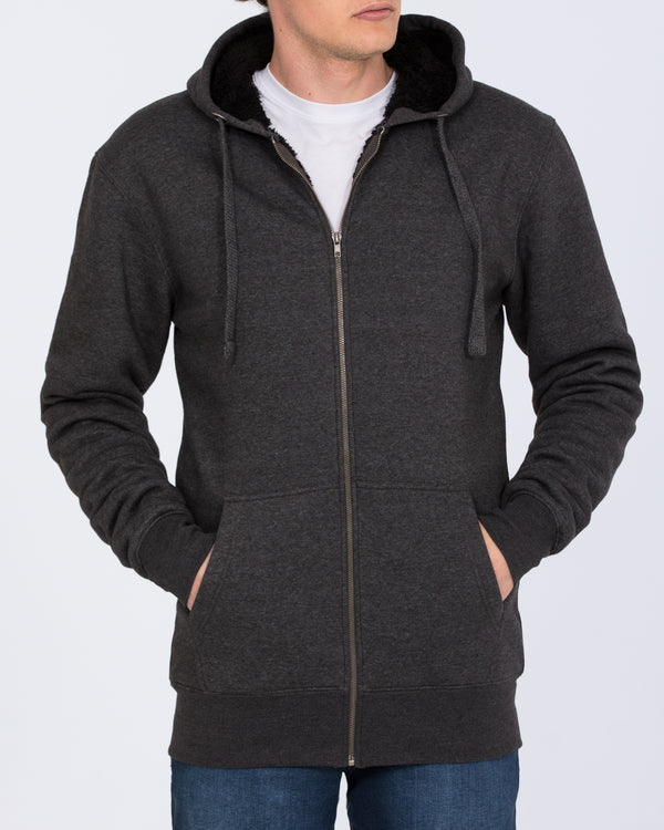 2t Arthur Tall Sherpa Hoodie (charcoal marl)