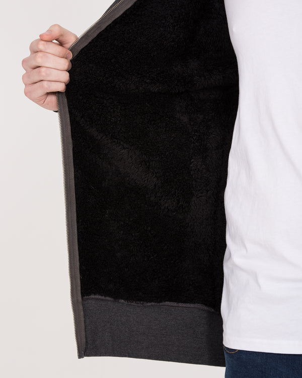 2t Arthur Tall Sherpa Hoodie (charcoal marl)