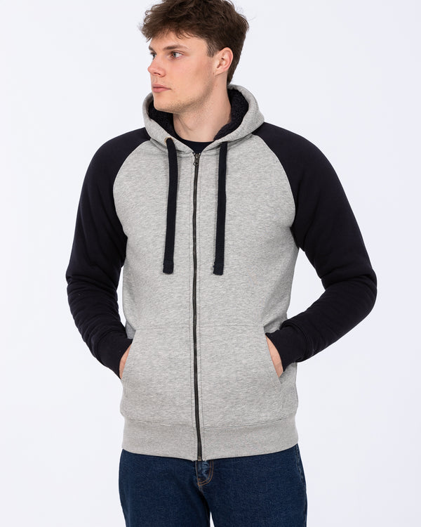 2t Zip Up Raglan Tall Sherpa Hoodie (navy/grey)