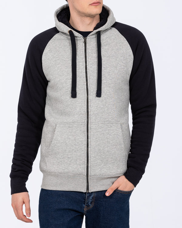 2t Zip Up Raglan Tall Sherpa Hoodie (navy/grey)