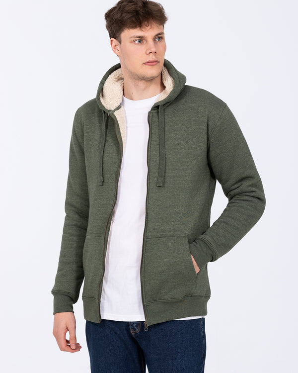 2t Zip Up Tall Sherpa Hoodie (khaki marl)