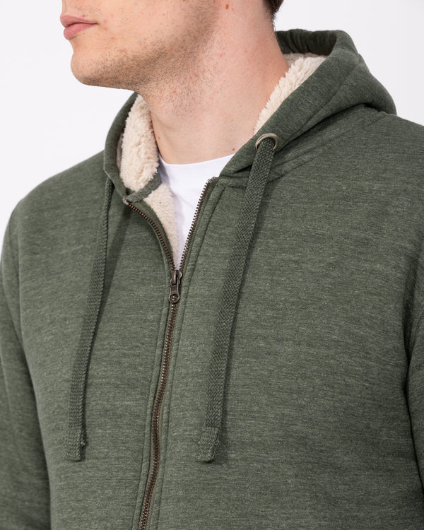2t Zip Up Tall Sherpa Hoodie (khaki marl)