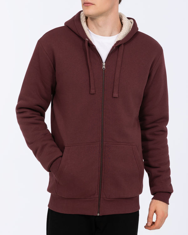 2t Andrew hoher Sherpa-Kapuzenpullover (burgunderrot)