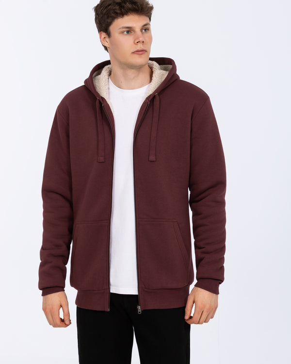 2t Andrew hoher Sherpa-Kapuzenpullover (burgunderrot)
