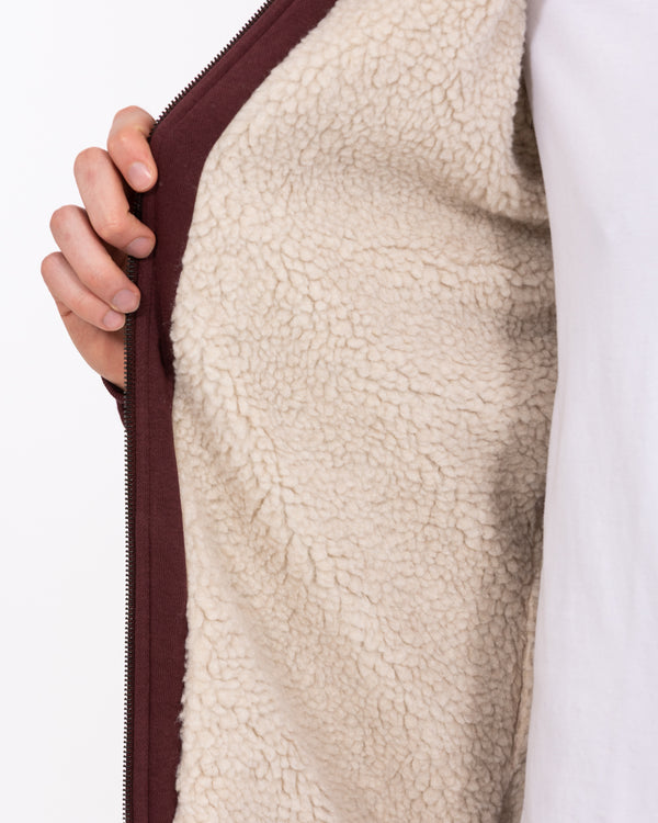 2t Andrew hoher Sherpa-Kapuzenpullover (burgunderrot)