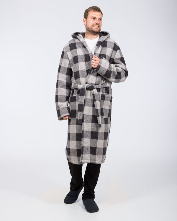 2t Tall Checked Hooded Dressing Gown (charcoal)