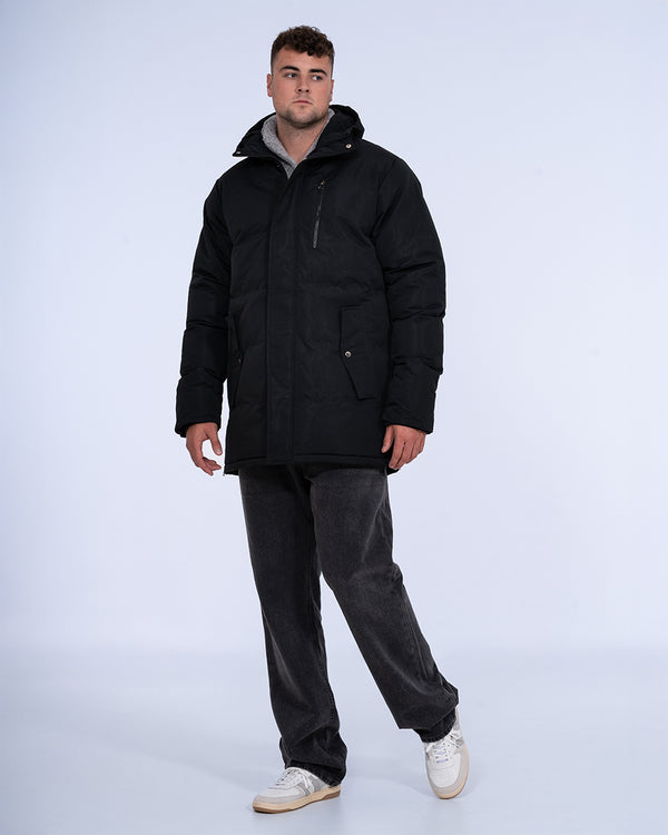 2t Jamie Tall Longline Puffer Jacket (black)