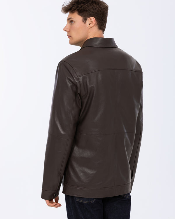 Harry Brown Tall Leather Harrington Jacket (chocolate)