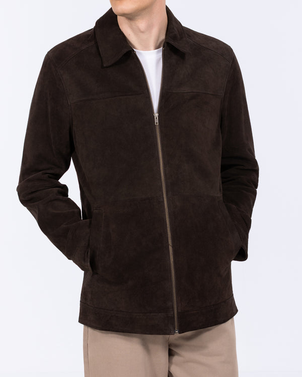 Harry Brown Tall Suede Zip Through Harrington Jacket (brown)