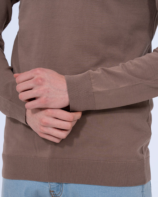 2t Penn Tall Open Collar Jumper (taupe)