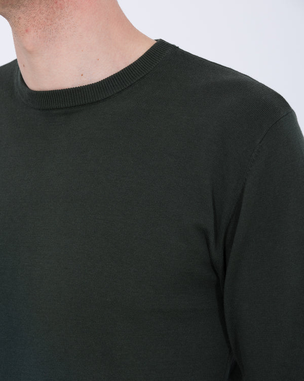 2t Austin Tall Cotton Crew Neck Jumper (bottle green)