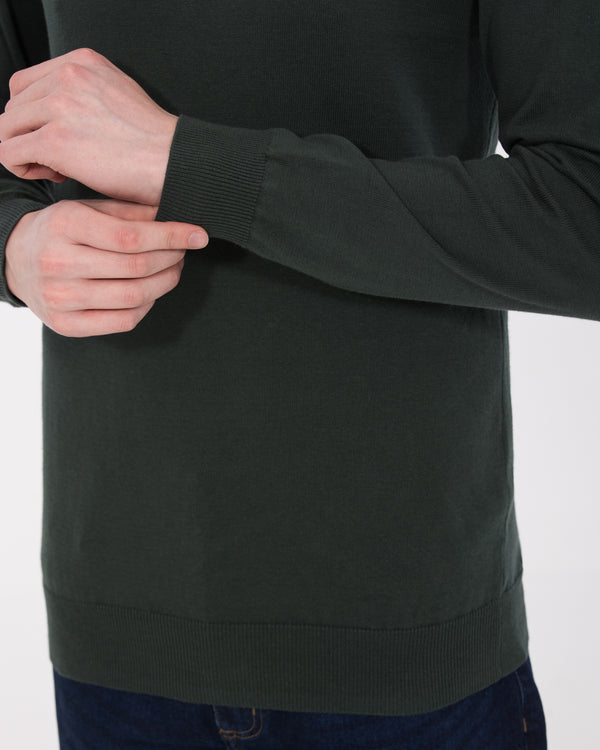 2t Austin Tall Cotton Crew Neck Jumper (bottle green)