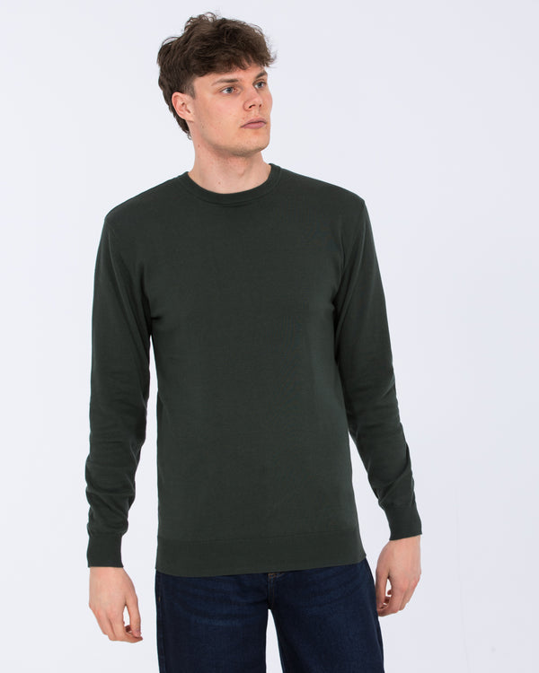 2t Austin Tall Cotton Crew Neck Jumper (bottle green)