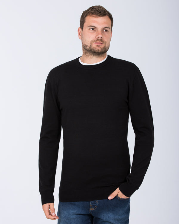 2t Austin Tall Cotton Crew Neck Jumper (black)