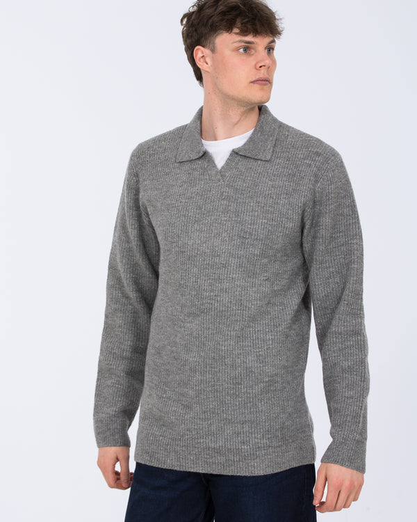 2t Farley Tall Open Collar Jumper (charcoal)