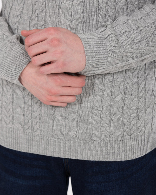 2t Henry Tall Cable Knit Jumper (light grey)