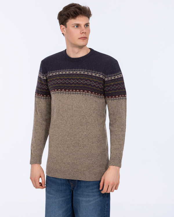 2t hoher Fair-Isle-Pullover aus Lammwoll-Blend (Marineblau)
