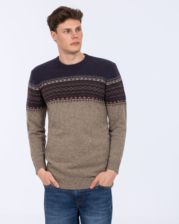 2t hoher Fair-Isle-Pullover aus Lammwoll-Blend (Marineblau)