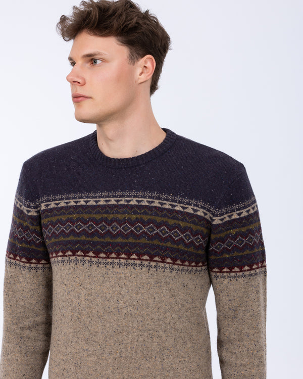 2t hoher Fair-Isle-Pullover aus Lammwoll-Blend (Marineblau)