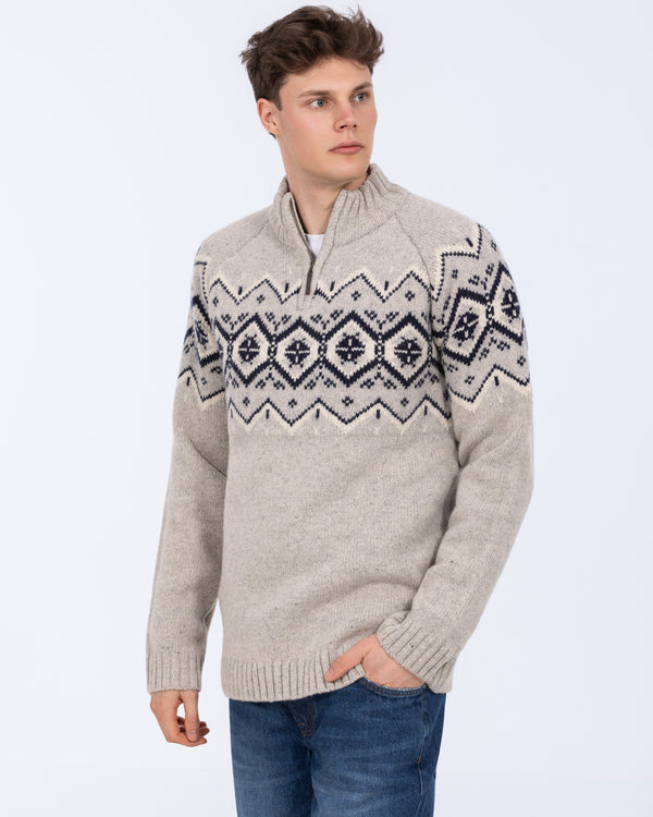 2t Tall Lambswool Blend Fairisle Jumper (silver)