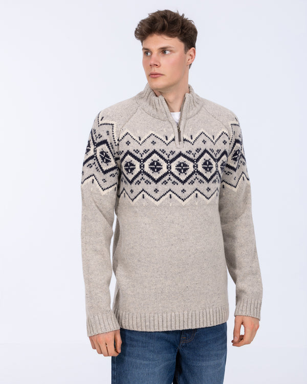 2t Tall Lambswool Blend Fairisle Jumper (silver)
