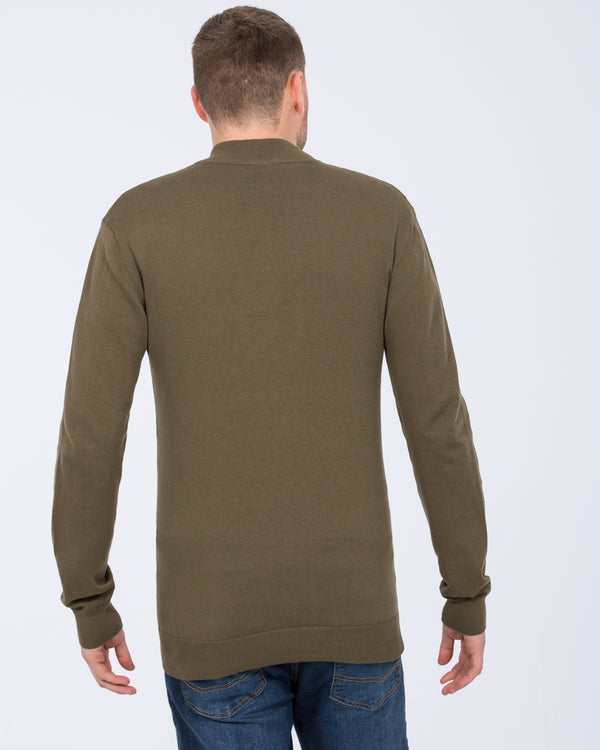 2t Niall Cotton Quarter Zip Tall Jumper (khaki)