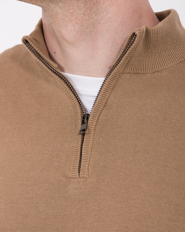 2t Niall Cotton Quarter Zip Tall Jumper (oatmeal)