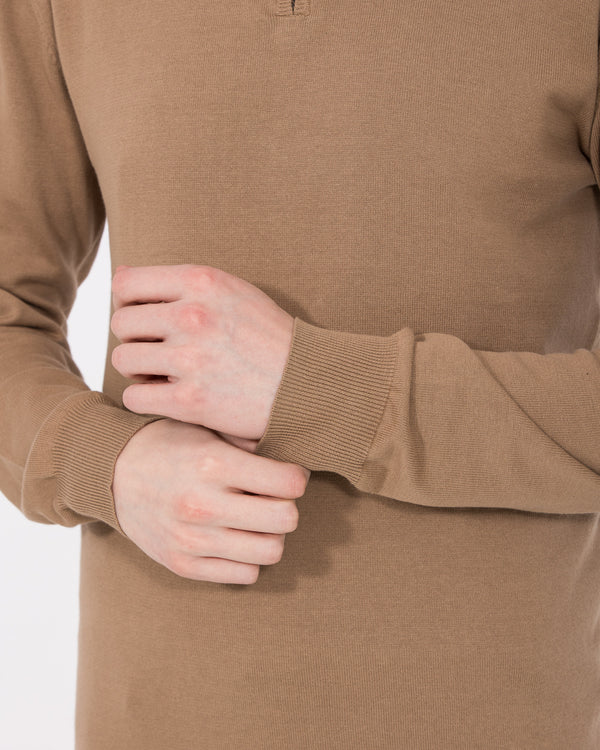 2t Niall Cotton Quarter Zip Tall Jumper (oatmeal)