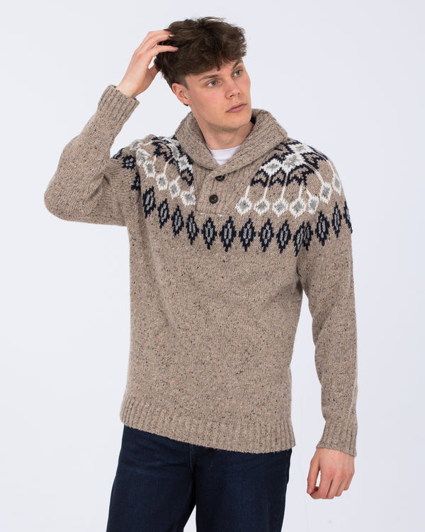 2t Sutton Tall Fairisle Jumper (camel)