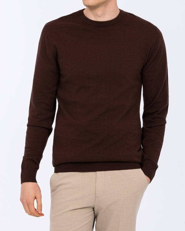 2t Austin Tall Cotton Crew Neck Jumper (chocolate)