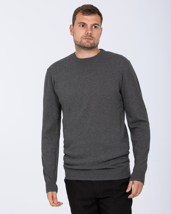 2t Austin Tall Cotton Crew Neck Jumper (charcoal)