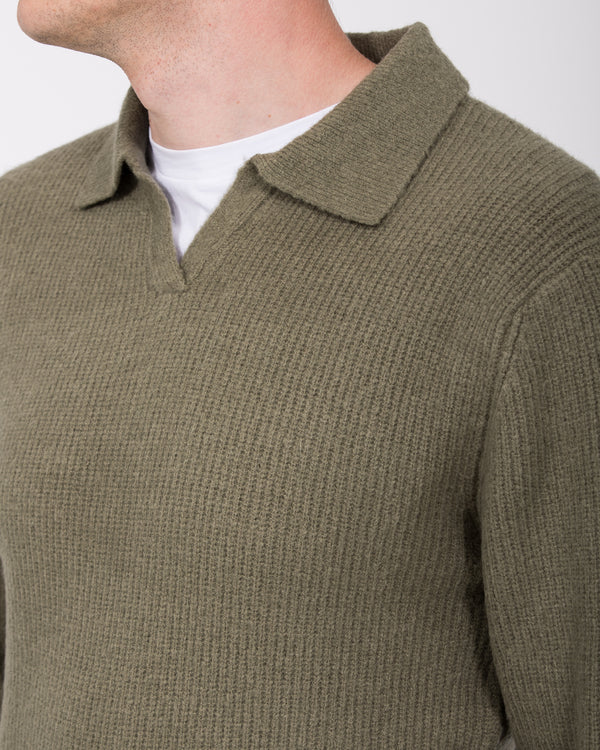 2t Farley Tall Open Collar Jumper (dark green)