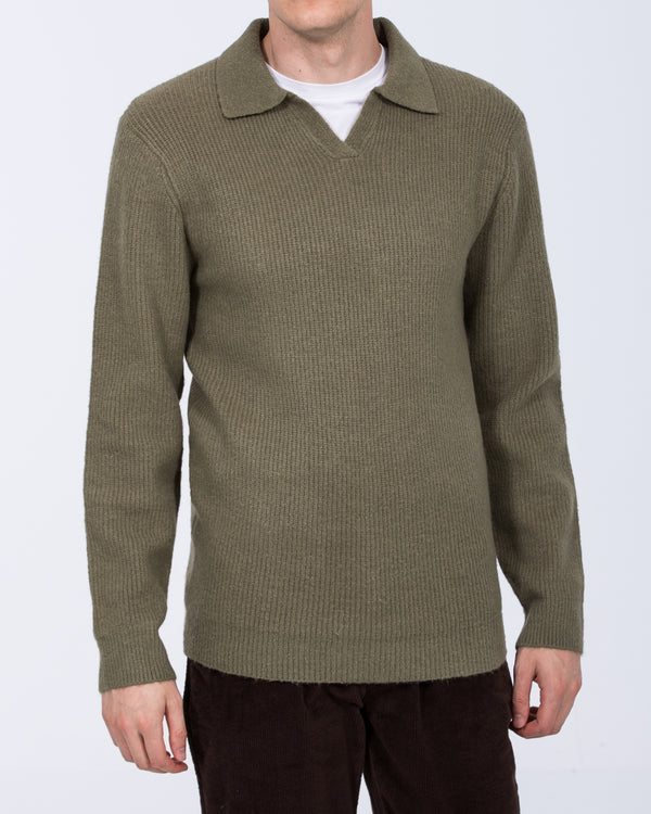 2t Farley Tall Open Collar Jumper (dark green)