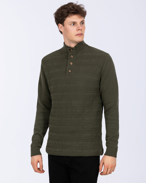 2t Irvine Tall Button Neck Jumper (khaki)