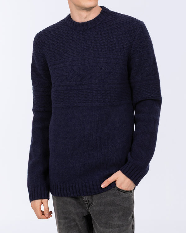 2t Tall Lambswool Blend Cable Knit Jumper (navy)