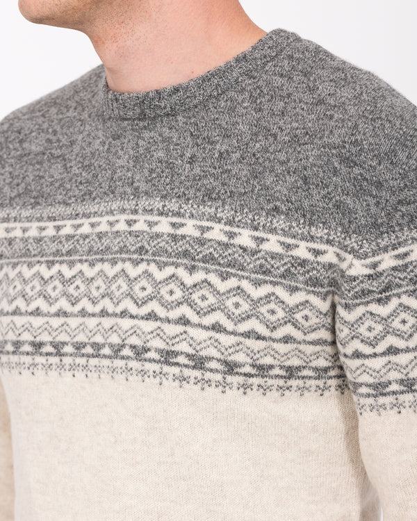 2t Tall Lambswool Fairisle Yoke Jumper (ecru/grey)