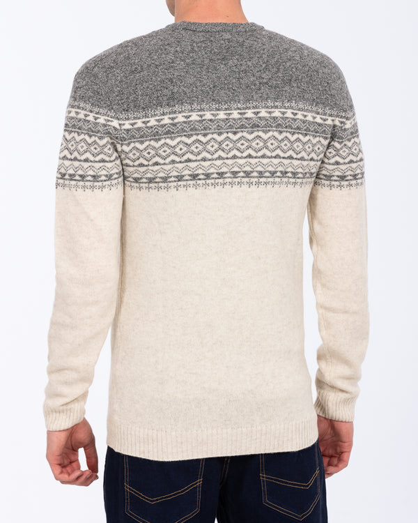 2t Tall Lambswool Fairisle Yoke Jumper (ecru/grey)