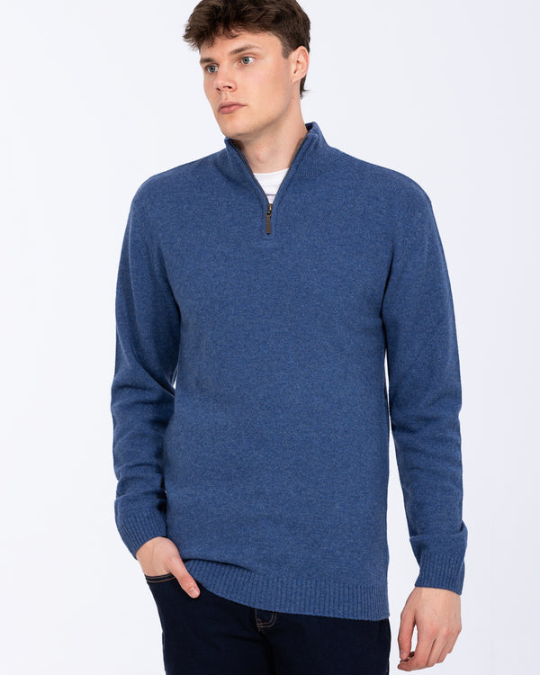 2t Lambswool Quarter Zip Tall Jumper (blue)