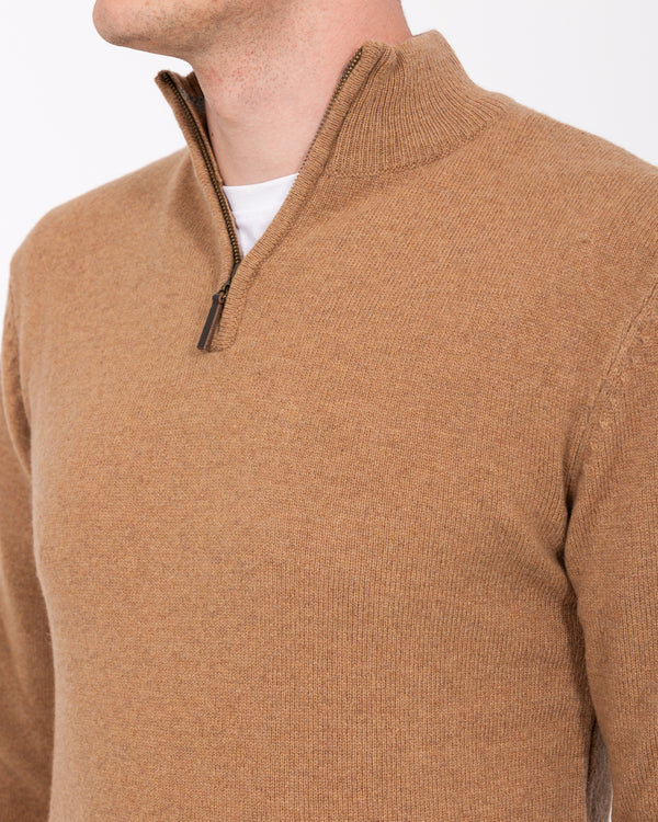 2t Lambswool Quarter Zip Tall Jumper (caramel)